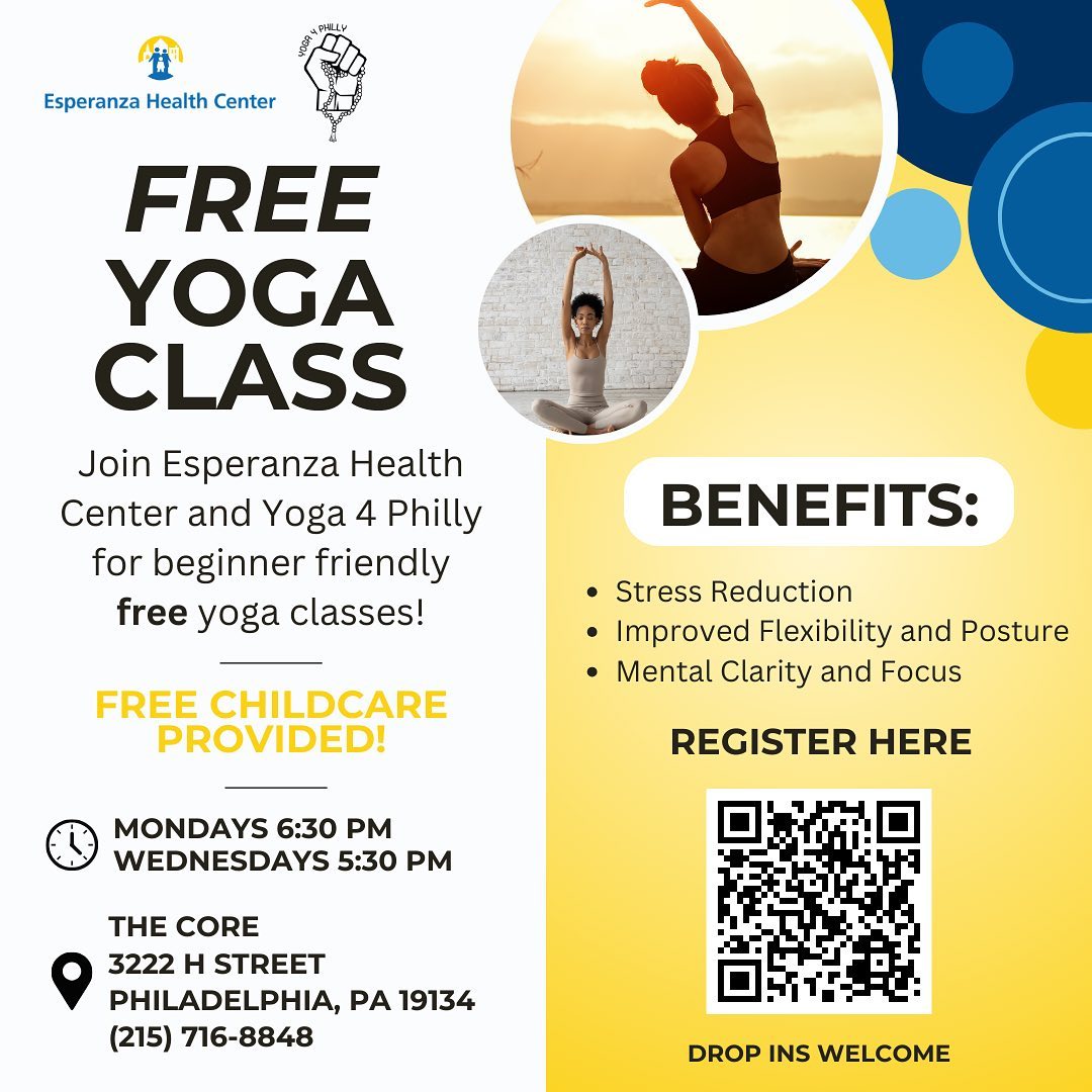 A flyer for a free yoga class.