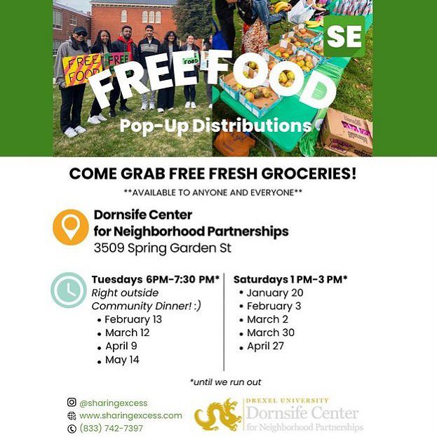 A flyer for a free food distribution.