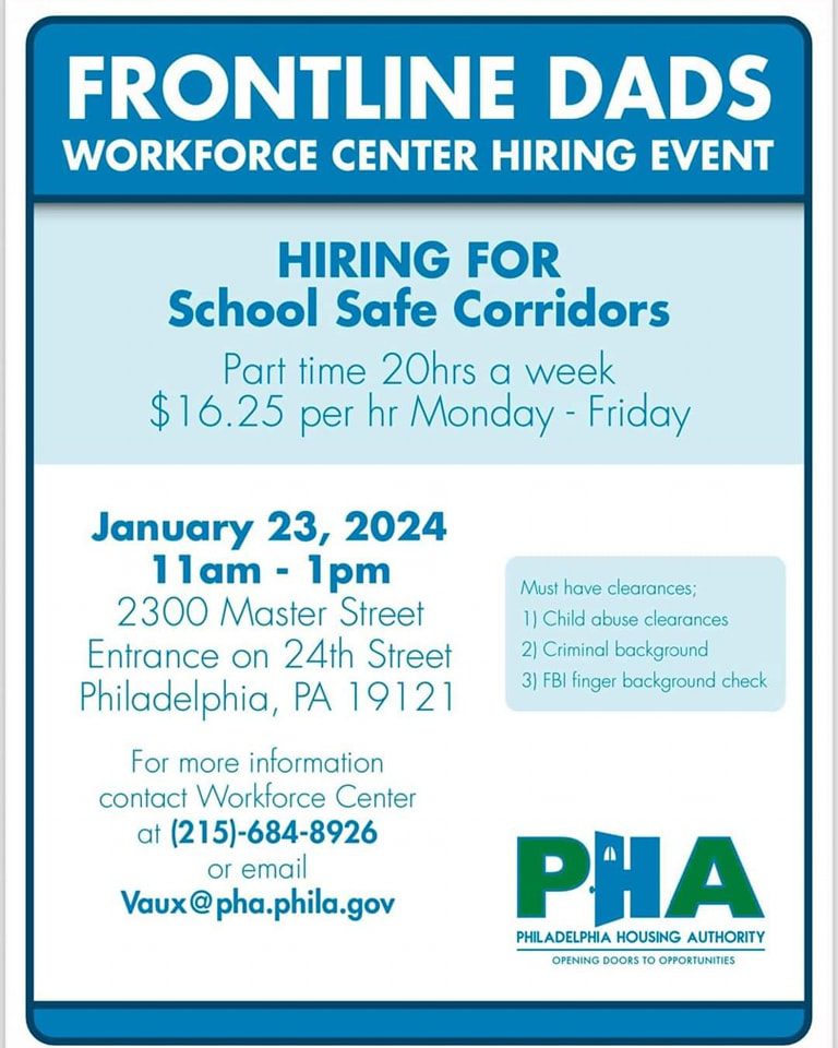 Frontline dads workforce hiring for school safe corridors.