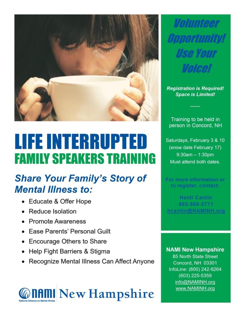 Life interrupted family speakers training flyer.