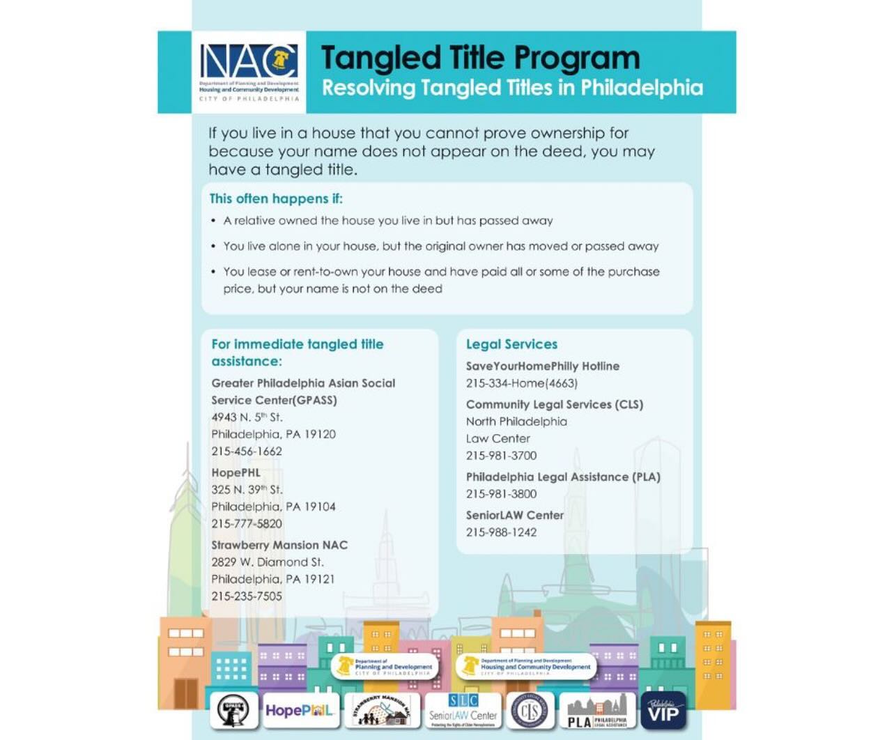 A flyer for the tangled tile program in philadelphia.