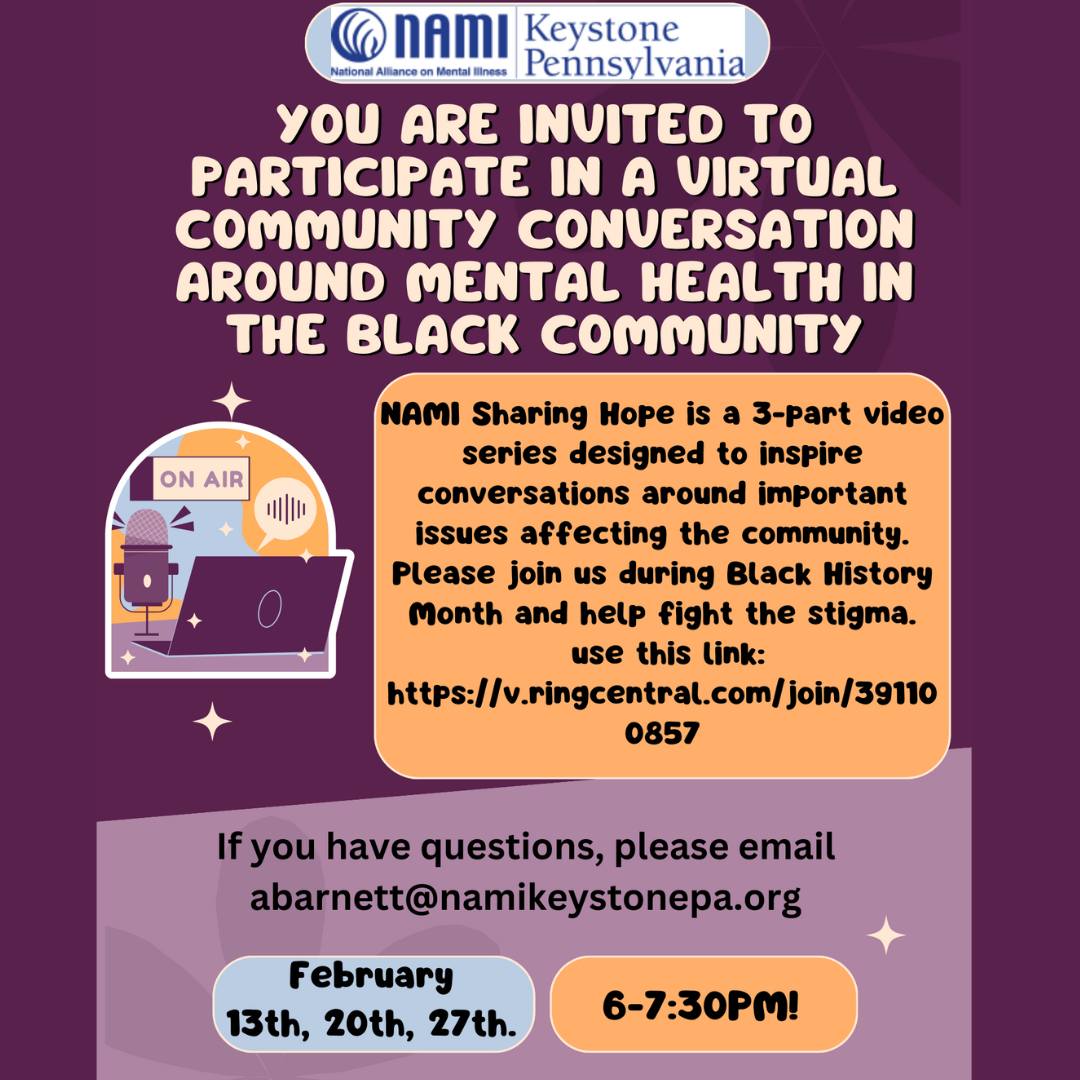 A flyer with the words, you are invited to participate in a virtual conversation around black community.