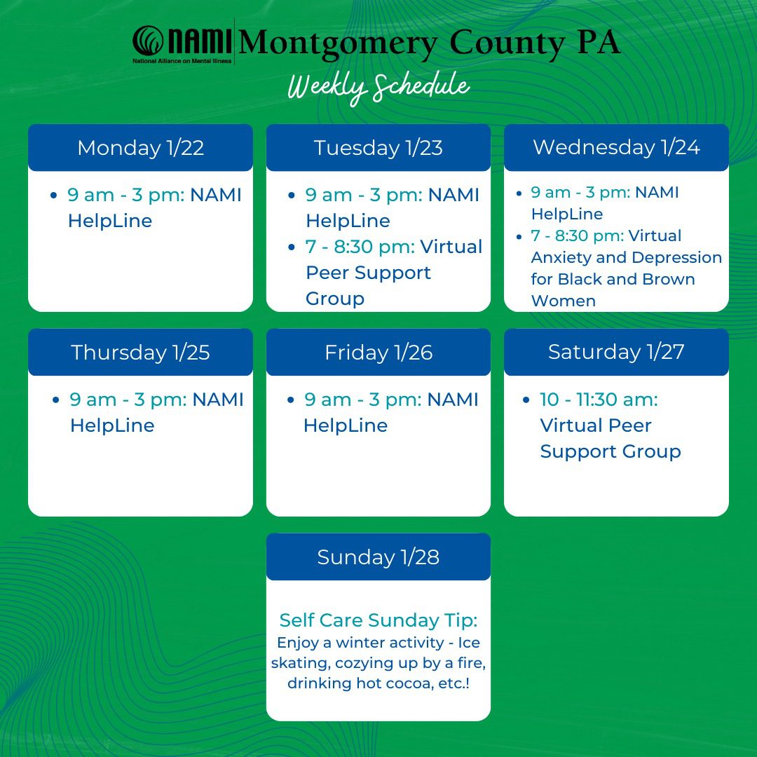 Montgomery county pa weekly schedule.