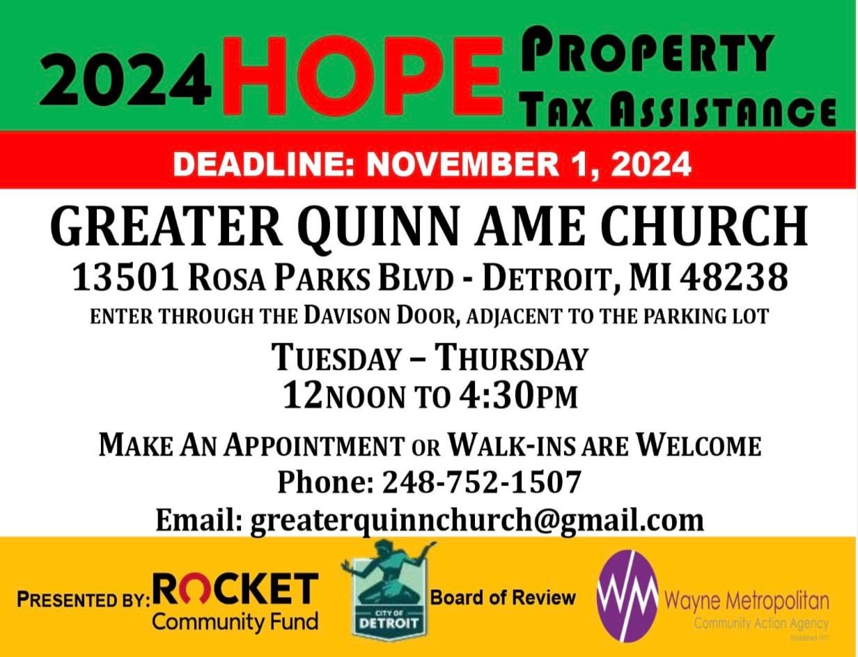 A flyer for the 2020 hope property tax assistance.