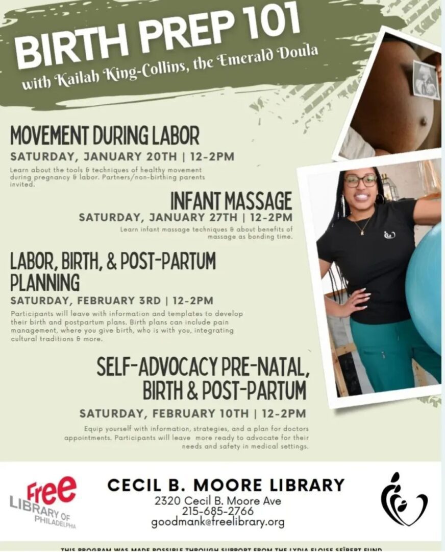 A flyer for birth prep 101.