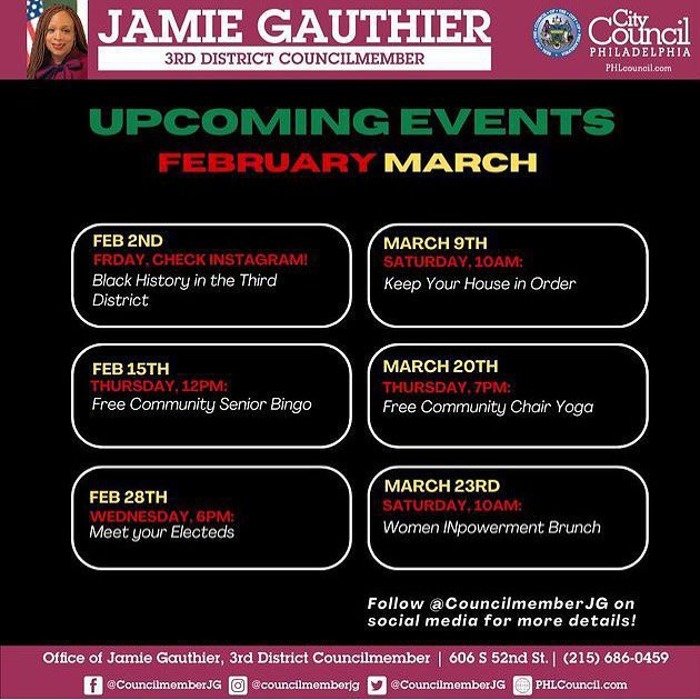 James gatherton upcoming events february march.