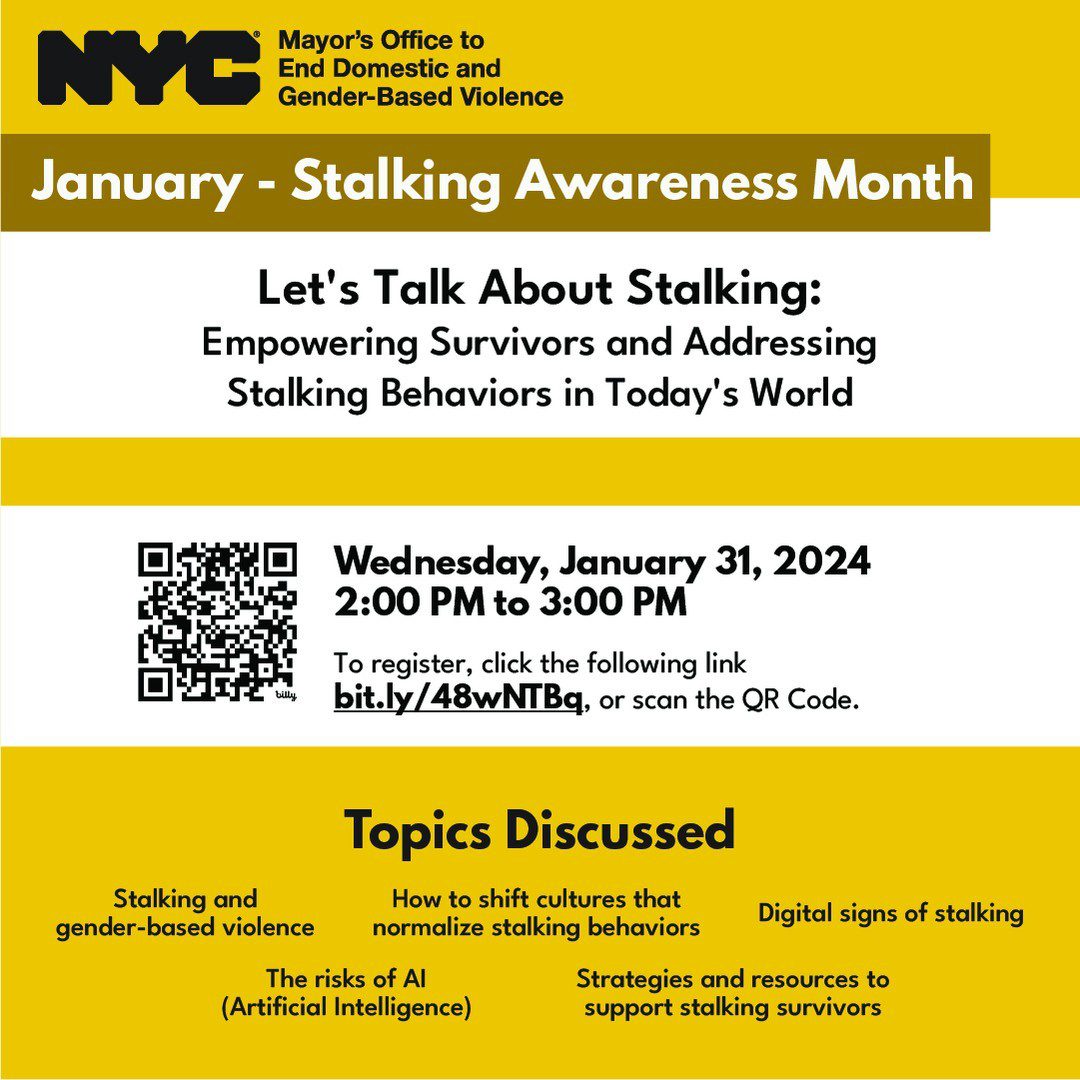 January stalking awareness month flyer.