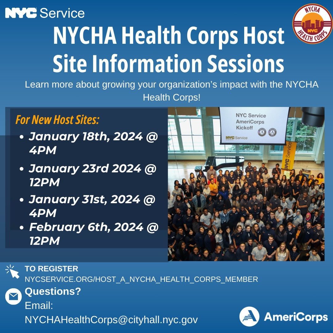 Nyc health corps host site information sessions.