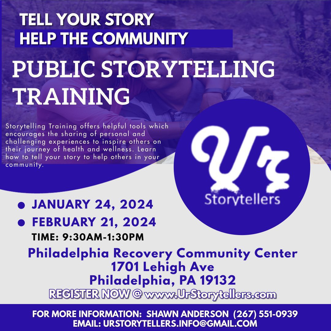 A flyer for a public storytelling training.