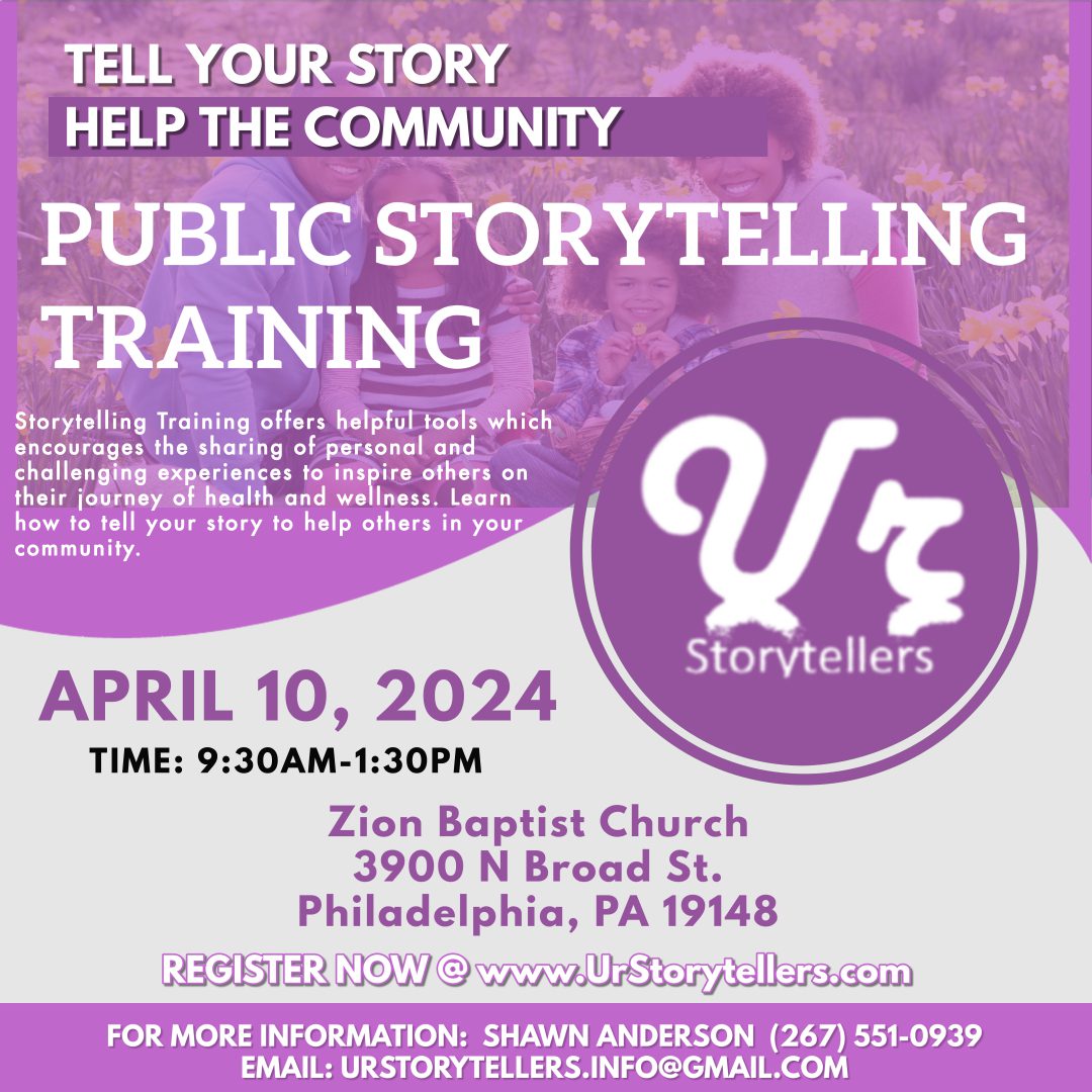 A flyer for a public storytelling training.