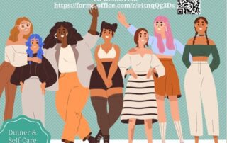 Informational poster for "Becoming Me Support Group" for girls aged 13-17, starting April 24, 2024, at 864 E. Santa Clara St., Ventura. Includes meeting details, a QR code, and contact information.