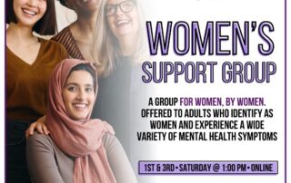 Flyer for NAMI Bucks County PA's free online Women's Support Group for adults identifying as women, experiencing mental health symptoms. Meetings are on 1st and 3rd Saturdays at 1:00 PM.